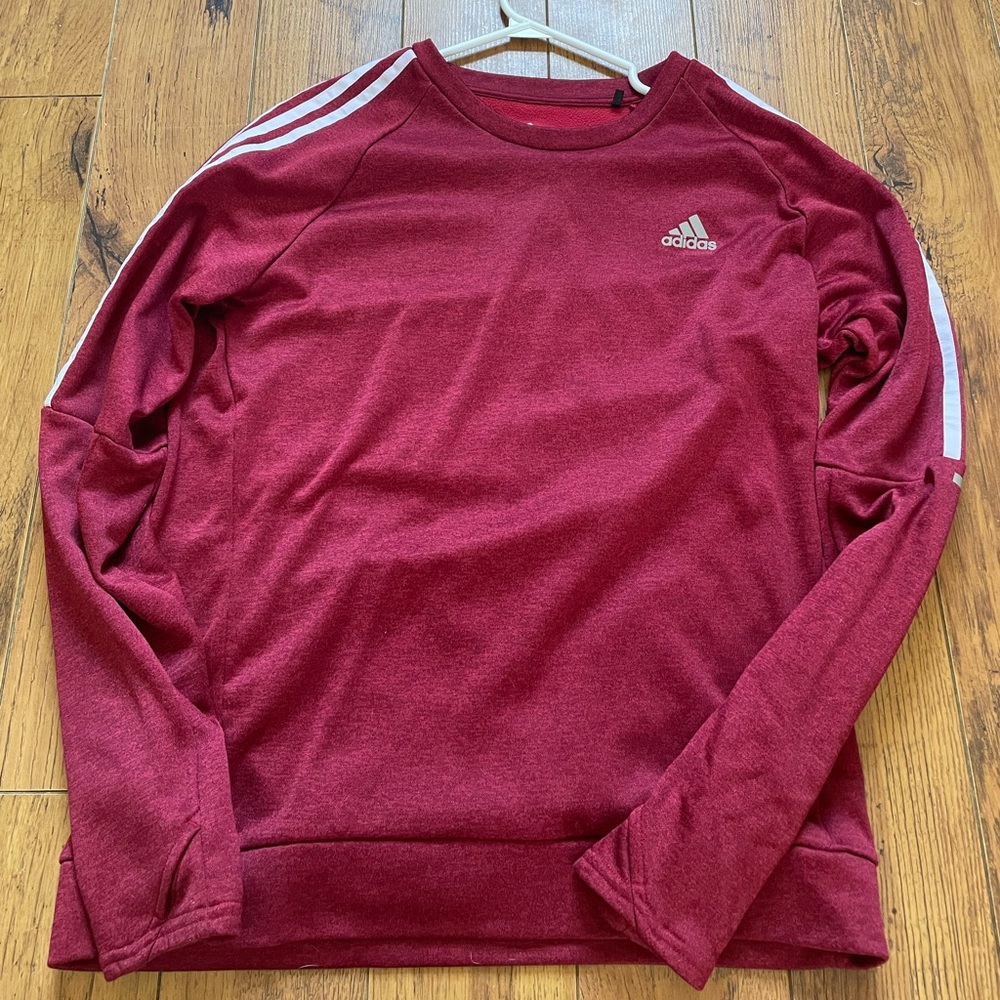 Authentic Mens Burgundy Adidas Running CLIMAWARM Long Sleeve Shirt